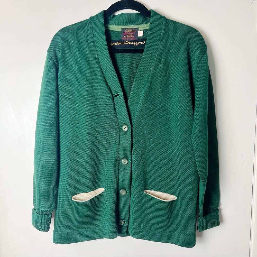 Kandel‎ All National Women's Vintage Knit 100% Wool Green Cardigan Sweater Sz. M